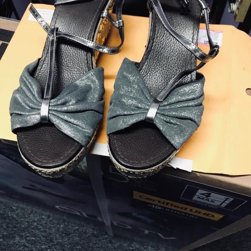 Tory Burch Declan metallic wedge sandals